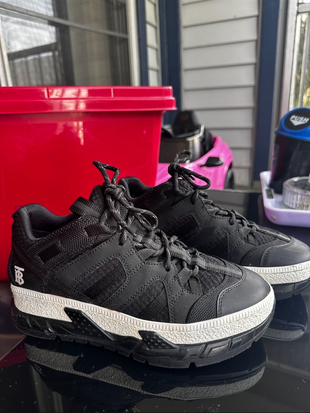 BURBERRY Black Athletic Sneakers with White Midsole